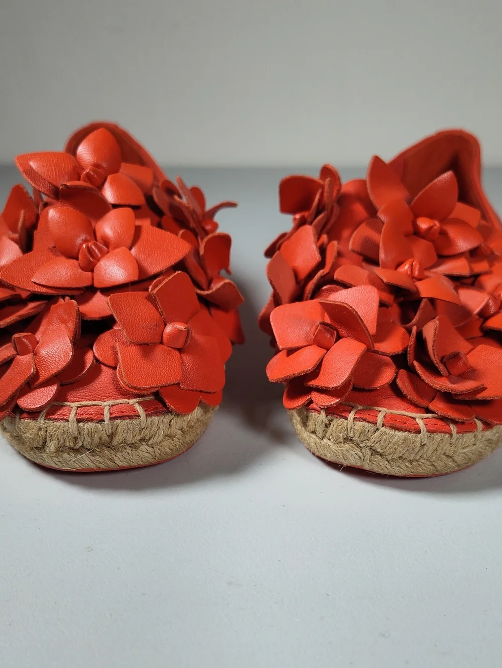 Tory Burch Blossom Espadrille Nappa Leather Flats Samba Orange 7‎